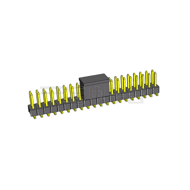 Pitch 2.54mm 180° 双排 SMT+CAP 单塑排针 PA:5.84 PC:7.3 2X20Pin 黑色 镀全金G/F